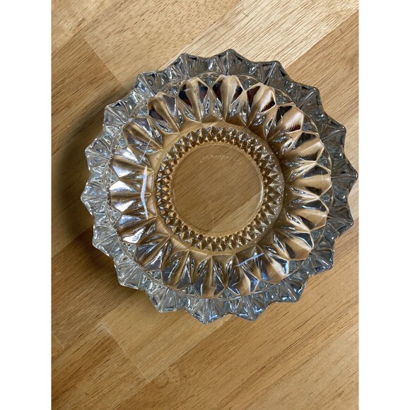 Other - Vintage Clear Glass Ashtray Tray 6” Scalloped Edge – Retro MCM Grannycore Decor